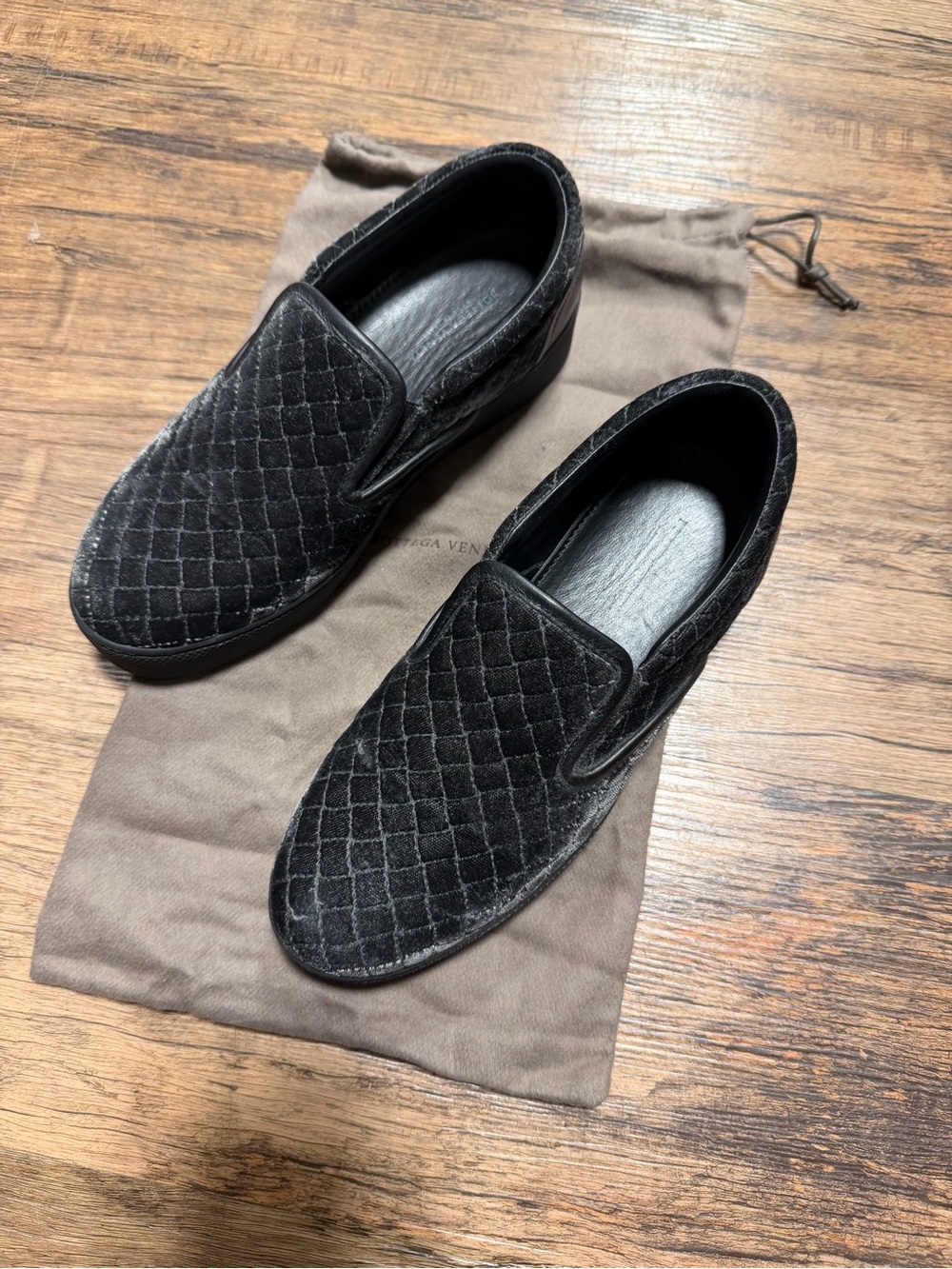 Bottega Veneta Black Quilted Velvet Slip-On Loafers
